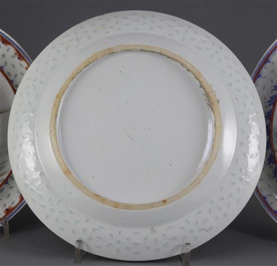 Five unusual Chinese famille rose rice-grain bordered plates, Guangxu period (1875-1908),